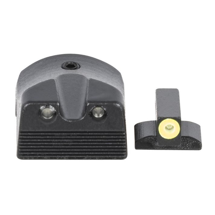Meprolight USA 412183121 Hyper-BrightGreen Tritium Yellow Outline Front Sight-Green Tritium Black Outline Rear Sight Kimber 1911 Slant