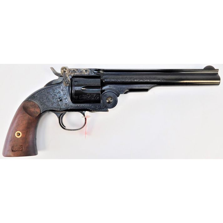 Taylors & Company 550643 Top Break Schofield 45 Colt (LC) Caliber with 7" Barrel, 6rd Capacity Cylinder, Overall Blued Engraved Finish Steel & Walnut Grip
