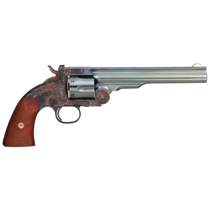 Taylors & Company 550651 Schofield Top Break 44-40 Win Caliber with 7" Charcoal Blued Finish Barrel, 6rd Capacity Charcoal Blued Finish Cylinder, Color Case Hardened Finish Steel Frame & Walnut Grip