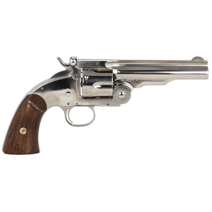 Taylors & Company 550670 Schofield Top Break 45 Colt (LC) Caliber with 5"Barrel, 6rd Capacity Cylinder, Overall Nickel-Plated Finish Steel & Walnut Grip