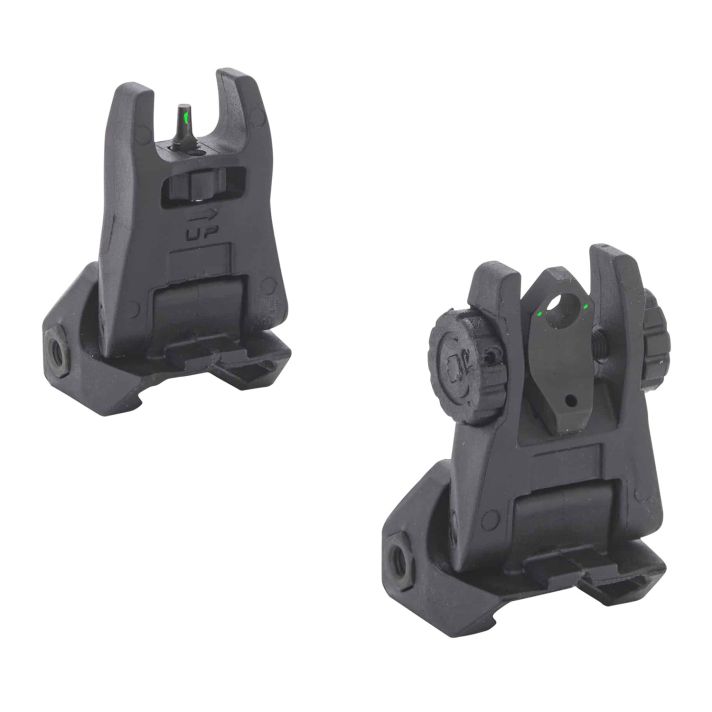 Meprolight USA 404100 FUBS Sight Set Black AR-15 Flip Up Green Tritium Front/Green Tritium Rear