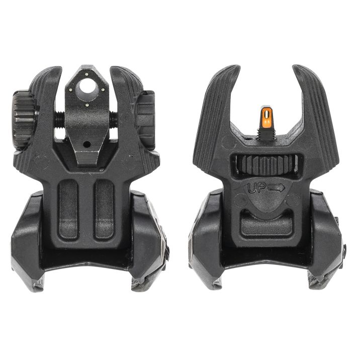 Meprolight USA 403240 FUBS Sight Set Black AR Platform Flip Up Orange Tritium Front/Green Tritium Rear