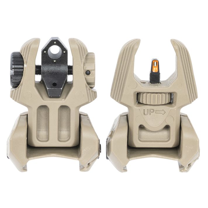 Meprolight USA 403440 FRBS Sight Set Desert Tan AR-15 Flip Up Orange Tritium Front/Green Tritium Rear