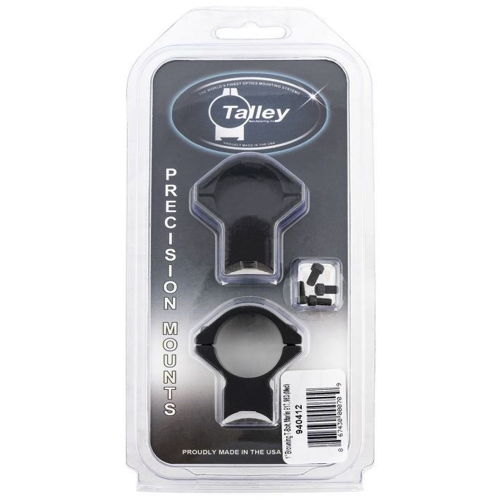 Talley 940412 Scope Mount/Ring ComboBlack Anodized Aluminum 1" Tube Browning T-Bolt Medium Rings 0 MOA