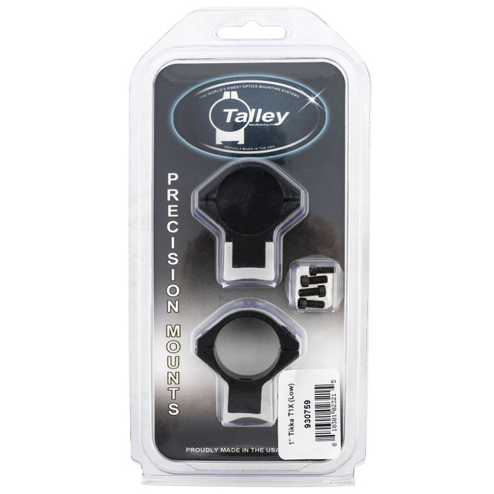 Talley 930759 Scope Mount/Ring ComboBlack Anodized Aluminum 1" Tube Tikka T1/T1X Low Rings 0 MOA