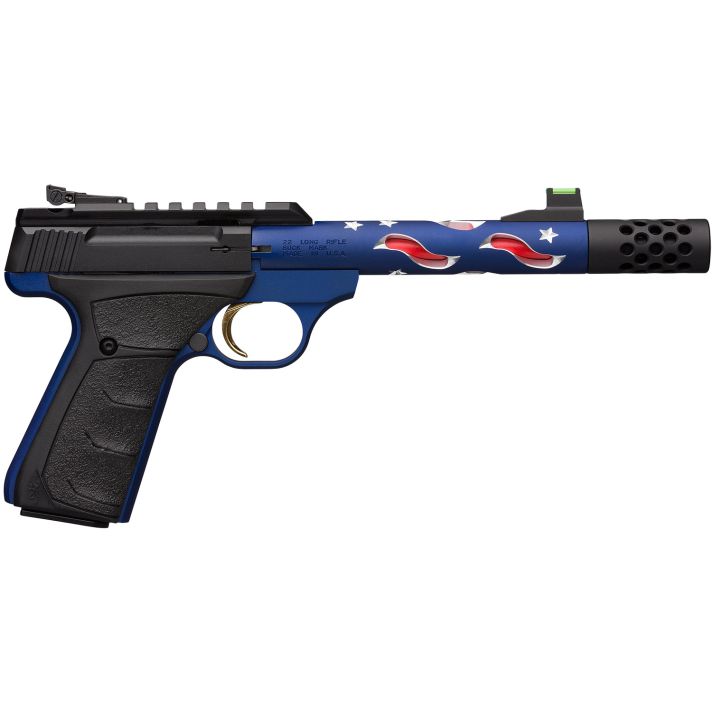 Browning 051572490 Buck Mark Plus SR 22 LR 5.87" Vision MB 10+1 Blue Anodized Matte Black Aluminum Slide Black Ultragrip FX Grip (Americana Themed)