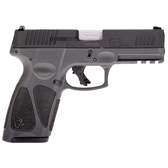 Taurus 1G3B941G G3Full Size Frame 9mm Luger 15+1/17+1 4" Matte Stainless Steel Barrel, Matte Black Tenifer Serrated Steel Slide, Gray Polymer Frame w/Picatinny Rail, Gray Polymer Grip, Right Hand