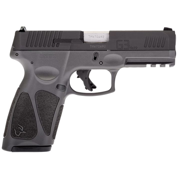 Taurus 1G3B941G15 G3Full Size Frame 9mm Luger 15+1 4" Matte Stainless Steel Barrel, Matte Black Tenifer Cerakote Serrated Steel Slide, Gray Polymer Frame w/Picatinny Rail, Polymer Grip, Right Hand