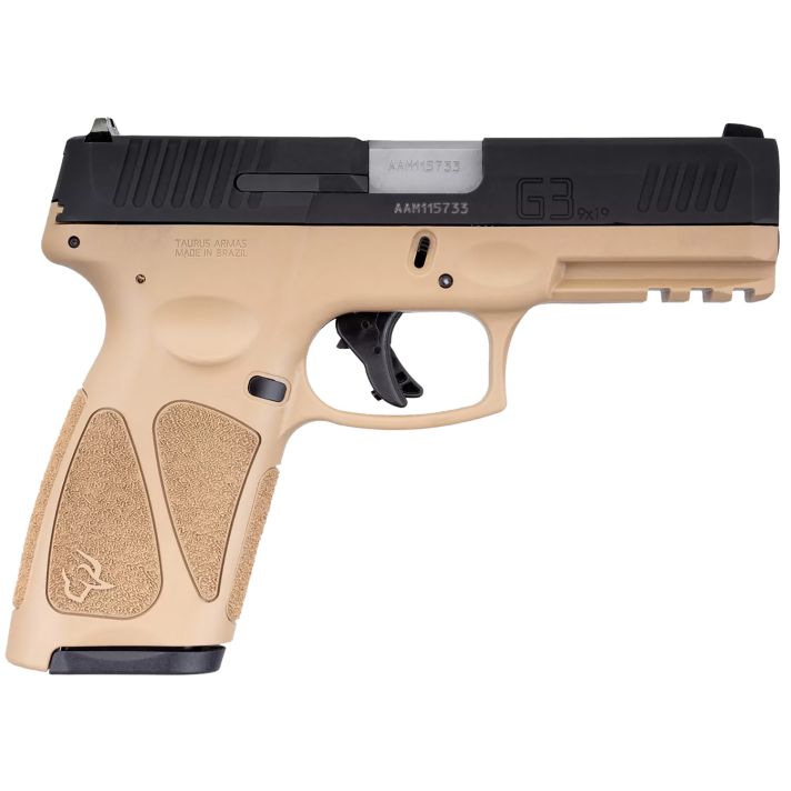 Taurus 1G3B941T15 G39mm Luger 15+1 4" Matte Stainless Steel Barrel, Matte Black Tenifer Cerakote Serrated Alloy Steel Slide, Tan Polymer Frame w/Picatinny Rail, Tan Polymer Grip, Right Hand