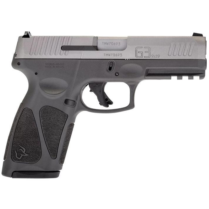Taurus 1G3B949G15 G3Full Size Frame 9mm Luger 15+1 4" Matte Stainless Steel Barrel, Matte Serrated Stainless Steel Slide, Gray Polymer Frame w/Picatinny Rail, Gray Polymer Grip, Right Hand