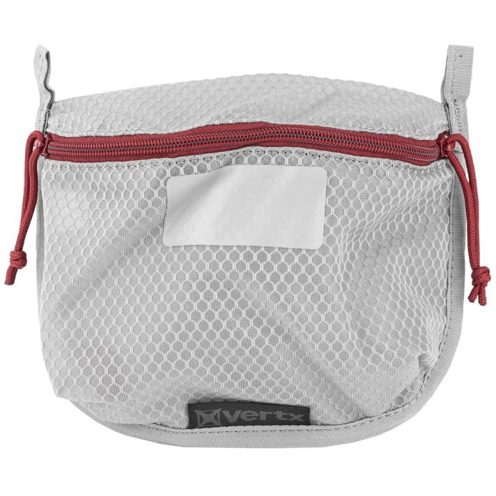 Vertx VTX5200AGYNA Overflow Pouch Medium Size made of White Nylon with Mesh & Red Accents, YKK Zipper & Durable Hook Back Panel 5" W x 7.25" H Dimensions