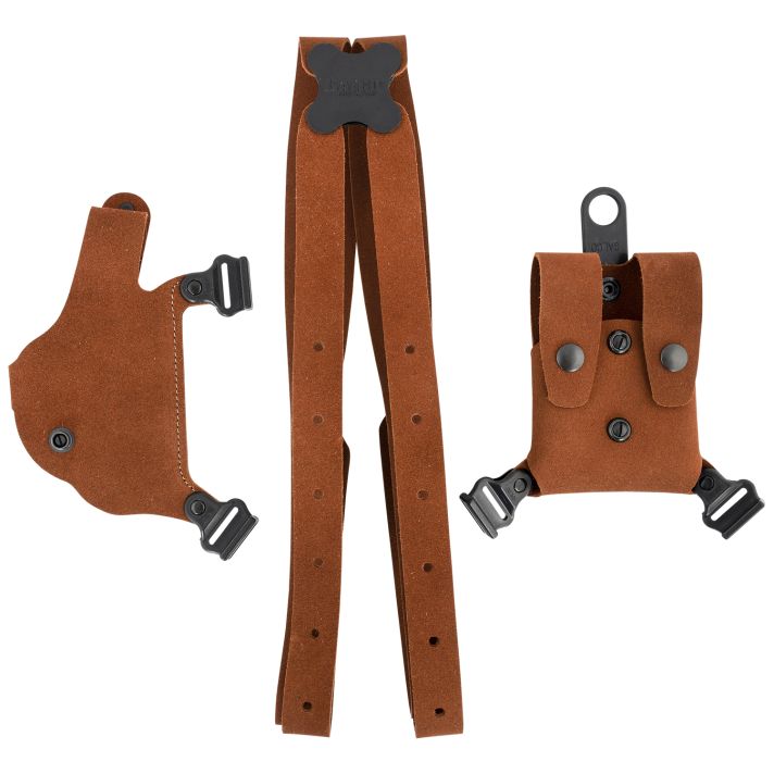 Galco CL2224 Classic Lite 2.0 Shoulder System Fits Chest Up To 56", Natural Leather, Compatible w/Glock 17/19/Glock 22 Gen2-5, Right Hand *Worn, Missing Mag Carrier