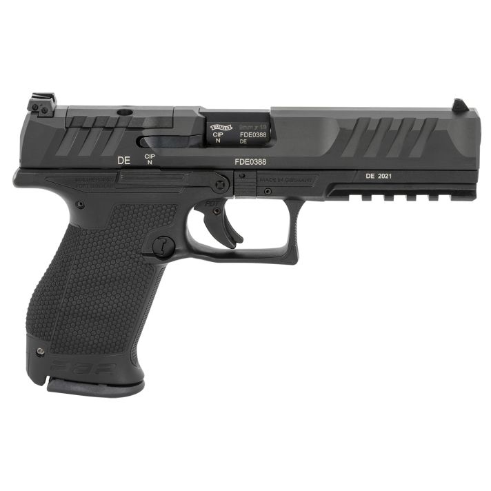 Walther Arms 2844222 PDPCompact Frame 9mm Luger 15+1 5" Black Steel Barrel, Black Optic Ready/Serrated Steel Slide, Black Polymer Frame w/Picatinny Rail, Textured Polymer Grip, Ambidextrous