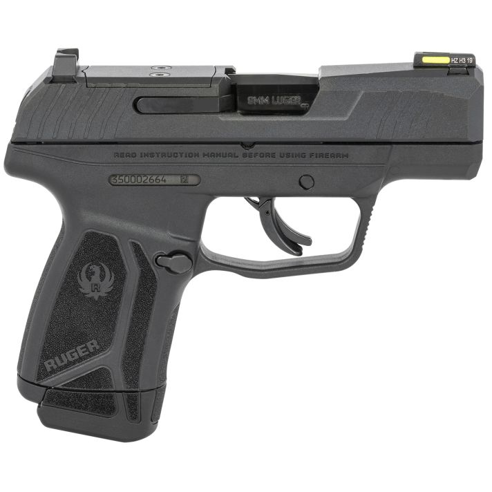 Ruger 3500 Max-99mm Luger 12+1 3.20" Black Oxide Alloy Steel Barrel, Black Oxide Optic Ready/Serrated Steel Slide, Black Polymer Frame, Black Polymer Grip, Right Hand
