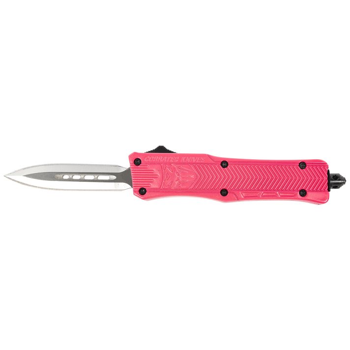CobraTec Knives SPKCTK1SDAGNS CTK-1Small 2.75" OTF Dagger Plain D2 Steel Blade, Pink Aluminum Handle Features Glass Breaker