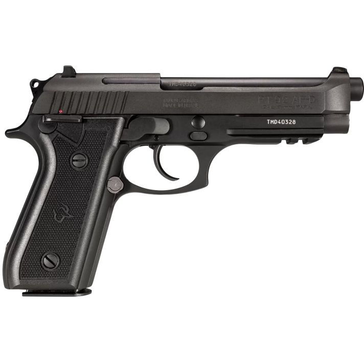 Taurus 192015117 92Full Size Frame 9mm Luger 17+1 5" Matte Black Stainless Steel Barrel, Serrated Steel Slide, Black Anodized Aluminum Frame w/Picatinny Rail, Black Rubber Grip, Right Hand