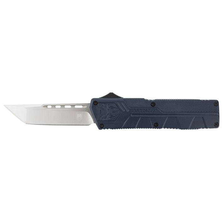CobraTec Knives NYCTLWTNS Lightweight3.25" OTF Tanto Plain D2 Steel Blade/NYPD Blue Aluminum Handle Includes Pocket Clip