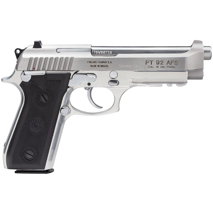Taurus 192015917 92Full Size Frame 9mm Luger 17+1 5" Matte Stainless Steel Barrel,Serrated Stainless Steel Slide & Frame w/Beavertail & Picatinny Rail, Black Polymer Grip, Right Hand