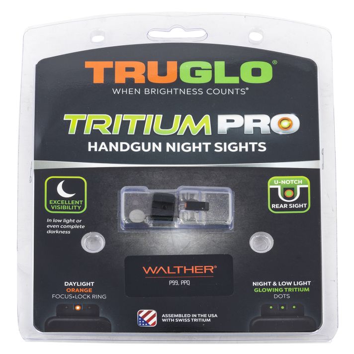 TruGlo TGTG231W1C Tritium ProBlack | Green Tritium Orange Outline Front Sight Green Tritium Rear Sight