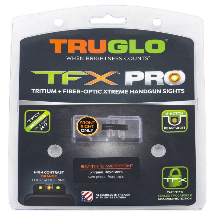 TruGlo TGTG13SJ1PC TFX ProBlack | Green Tritium & Fiber Optic Orange Outline Front Sight