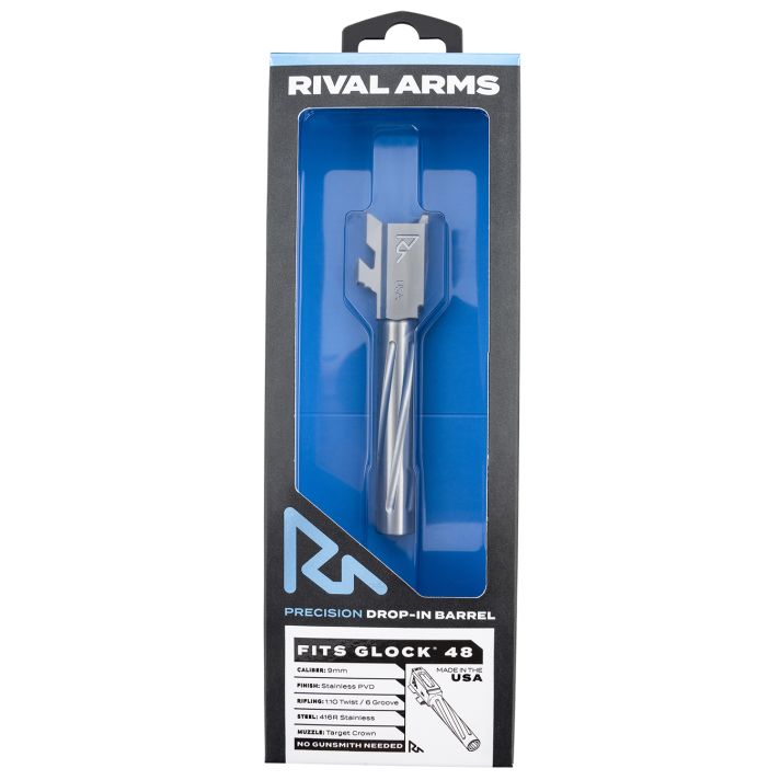 Rival Arms RA-RA20G801D Precision V1 Drop-In Barrel 9mm Luger 4.17" Stainless PVD Finish 416R Stainless Steel Material for Glock 48