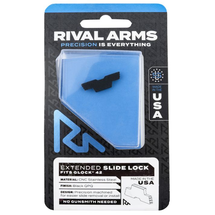 Rival Arms RARA80G004A Slide LockExtended Glock 42 Black QPQ Stainless Steel