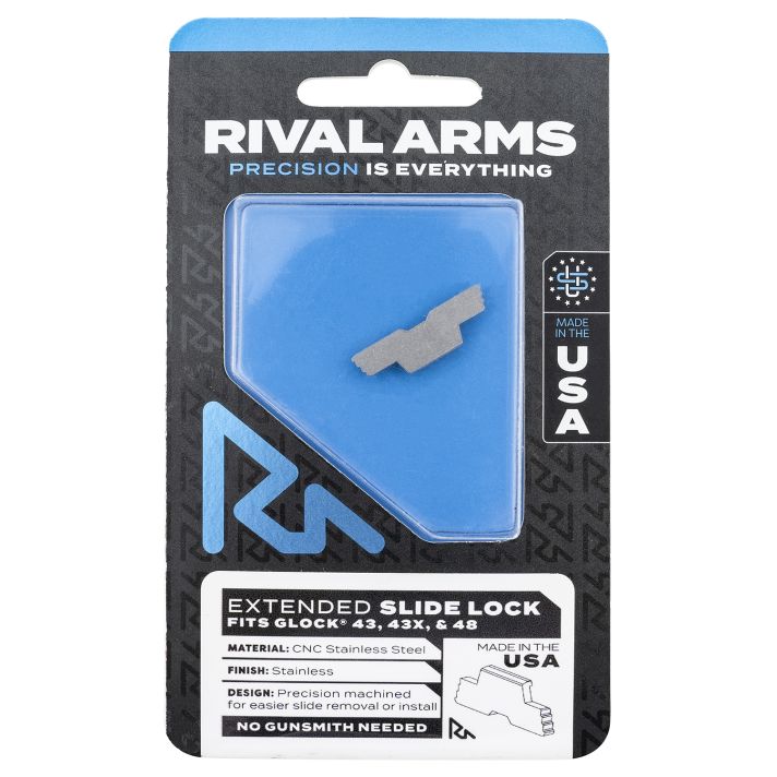 Rival Arms RARA80G003D Slide LockExtended Polished Stainless for Glock 43/43X/48