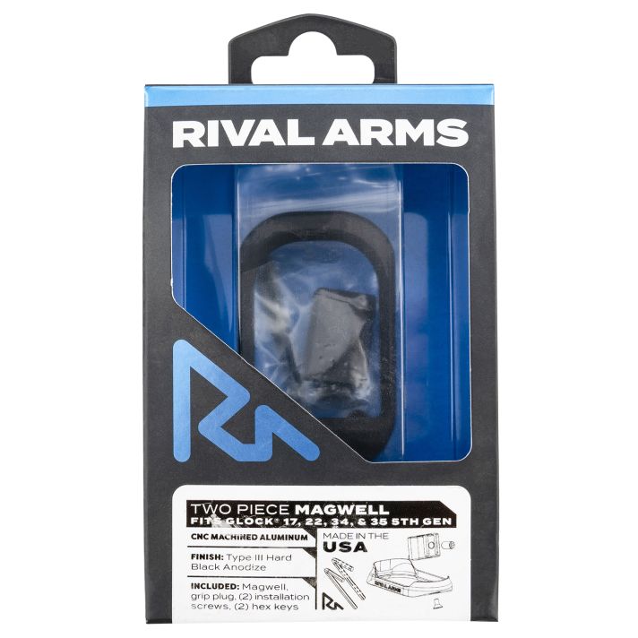 Rival Arms RARA70G121A Two Piece MagwellCompatible w/Gen5Glock 17/22/34/35, Black Anodized Aluminum