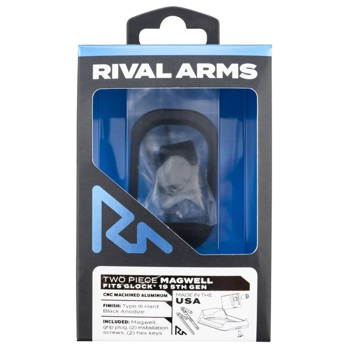 Rival Arms RARA70G221A Two Piece MagwellCompatible w/Glock 19 Gen5, Black Anodized Aluminum