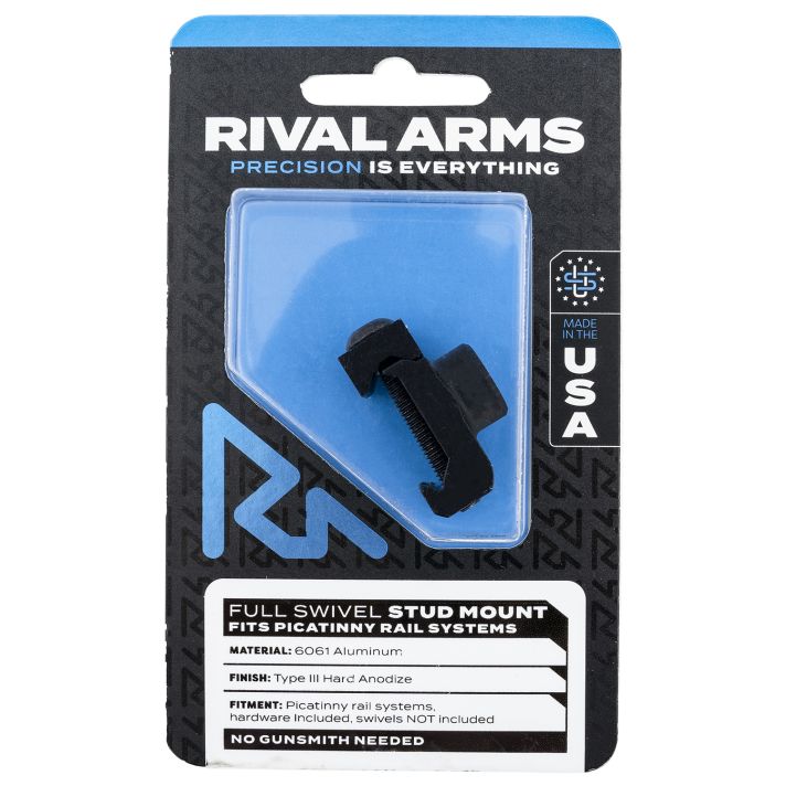 Rival Arms RA-RA92M2B Full Swivel Stud MountBlack Anodized 6061-T6 Aluminum compatible with Picatinny Rail (Swivel Not Included)