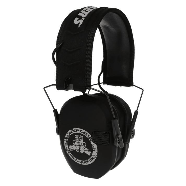 Walker's GWPRSEMFSKCCO Razor Slim Electronic Freedom Muff 23 dB Over the Head Black w/Distressed Carry On Logo Polymer