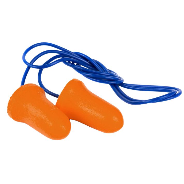 Walker's GWPCORDPLGBKT Corded Foam Ear Plugs 32 dB Orange with Blue Cord 50 Pair
