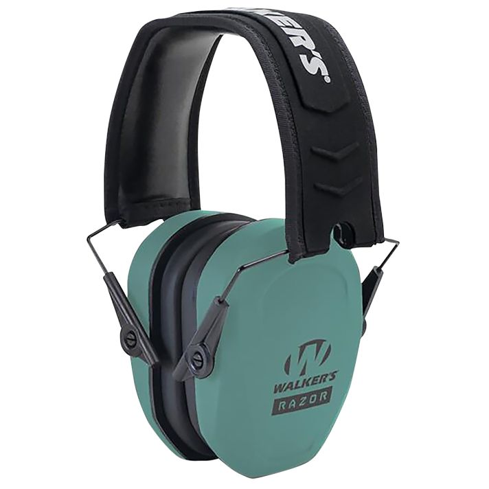 Walker's GWPRSMPASTL Razor Slim Passive Muff 27 dB Over the Head Teal/Black Polymer