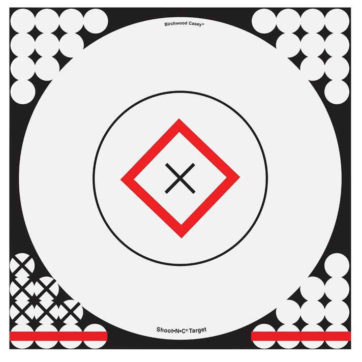 Birchwood Casey 34195 Shoot-N-C Reactive Target Self-Adhesive Paper Black/Red/White 17.25" Bullseye 5 Pack