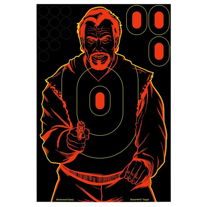 Birchwood Casey 34647 Shoot-N-C Reactive Target Self-Adhesive Paper Black/Red 12"x18" Bad Guy Silhouette 12 Pack
