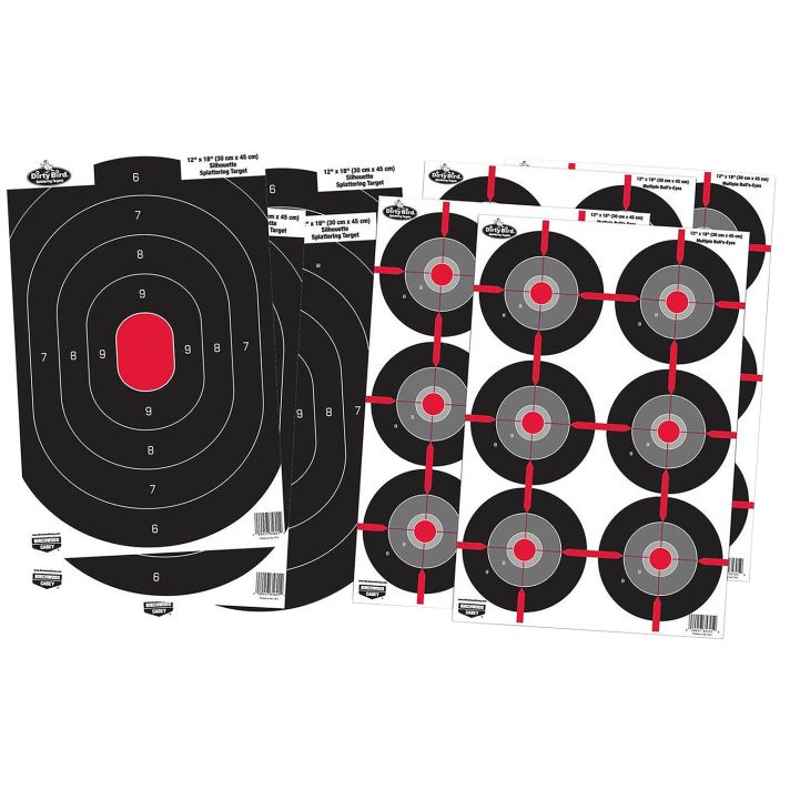 Birchwood Casey 35725 Dirty Bird Combo Pack Silhouette/Bullseye Paper Target 12" x 18" 8 Per Pkg