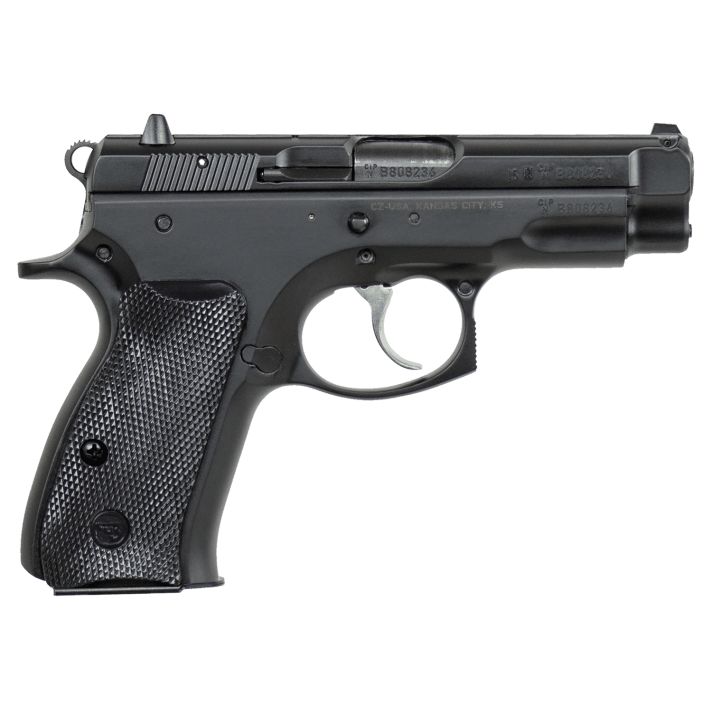 CZ-USA 91190 CZ 75 Compact 9mm Luger 14+1 3.75" Blued Steel Barrel, Black Serrated Steel Slide, Black Polycoat Steel Frame w/Beavertail, Black Plastic Grip