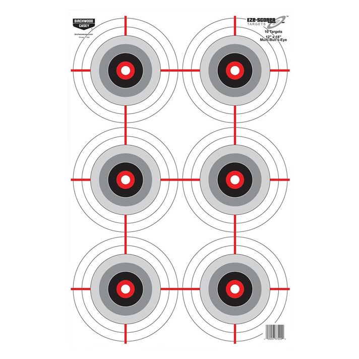 Birchwood Casey 37063 EZE-ScorerBullseye Paper 12" x 18" Black/White Pkg of 100
