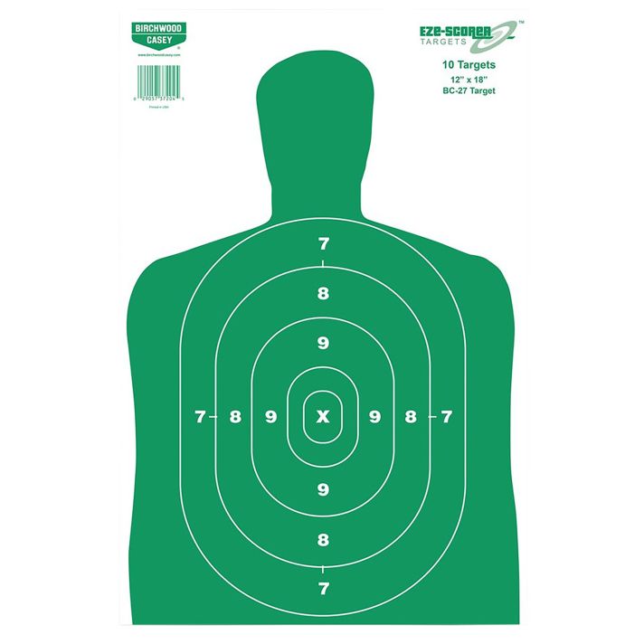 Birchwood Casey 37010 EZE-Scorer BC-27 Silhouette Paper Target 12" x 18" 100 Per Pkg