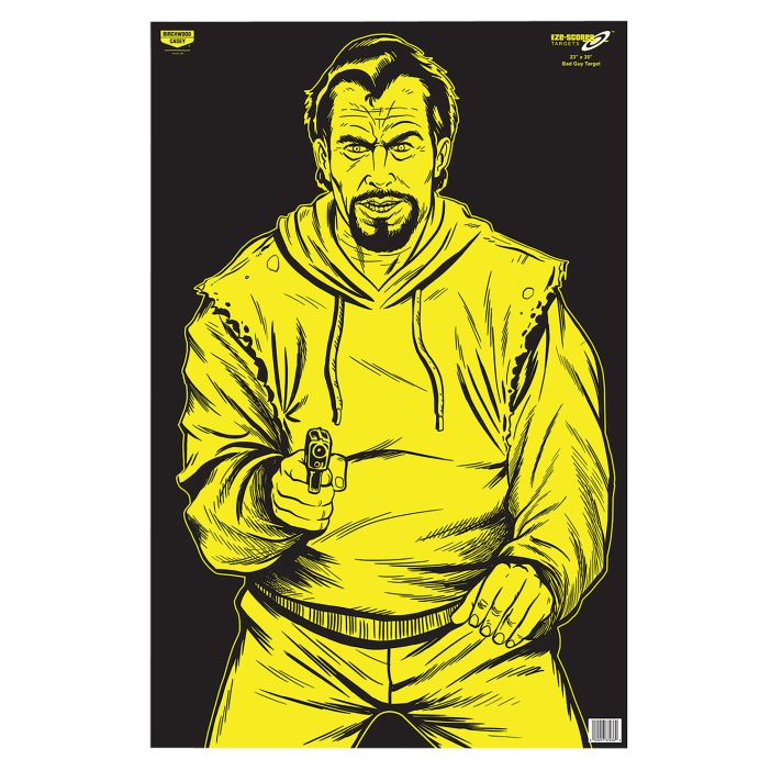 Birchwood Casey 37036 EZE-ScorerSilhouette Paper Hanging 23" x 35" Black/Yellow 100 Per Pkg