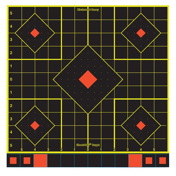 Birchwood Casey 34211 Shoot-N-C Sight-In Self-Adhesive Paper Black/Yellow/Red 12" 5-Diamond 100 Pack