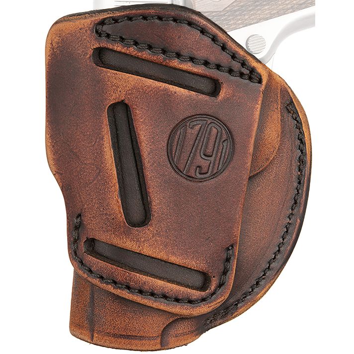 1791 Gunleather 4WH1VTGR 4-WayIWB/OWB Size 01 Vintage Leather Belt Clip Fits 1911 3-4" Right Hand