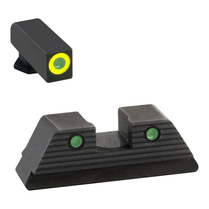 AmeriGlo GL819 Trooper Sight Set for GlockGreen Tritium LumiGreen Outline Front Sight-Green Tritium Black Outline Rear Sight