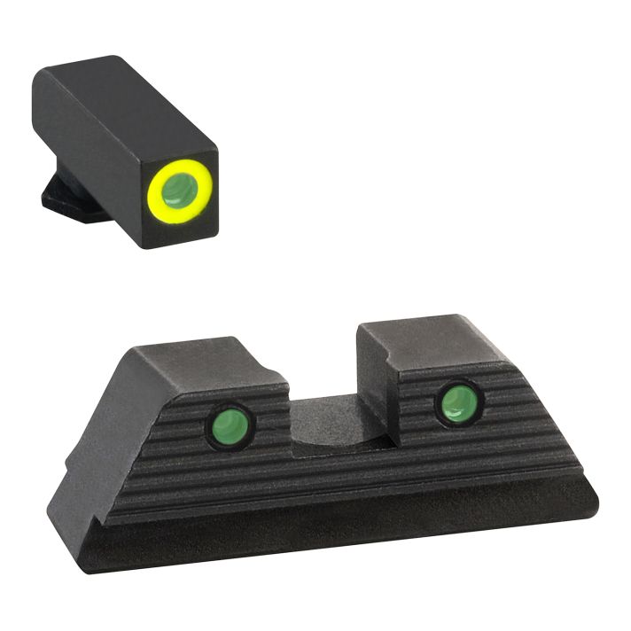 AmeriGlo GL820 Trooper Sight Set for GlockGreen Tritium Lumigreen Outline Front Sight-Green Tritium Black Outline Rear Sight