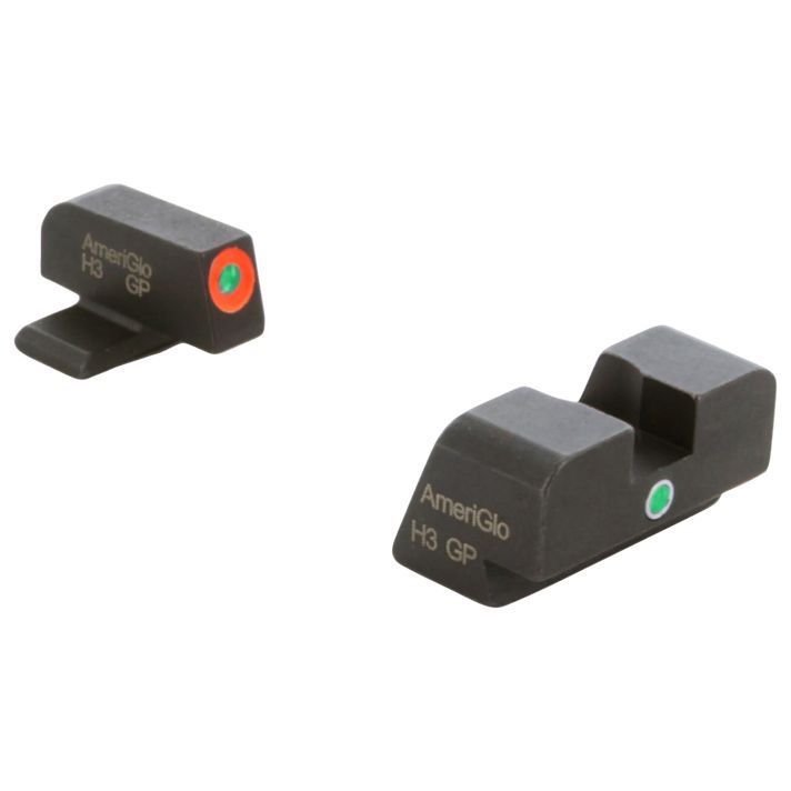 AmeriGlo XD201 i-Dot Sight set for Springfield Armory XDGreen Tritium Orange Outline Front Sight-Green Tritium Rear Sight