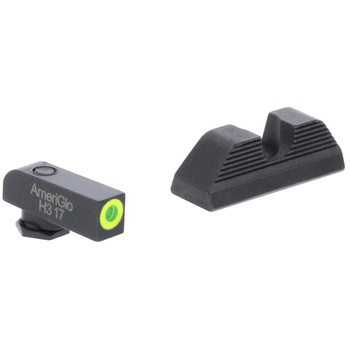 AmeriGlo GL352 Protector Sight Set for GlockGreen Tritium LumiGreen Outline Front Sight-Black Serrated Rear Sight