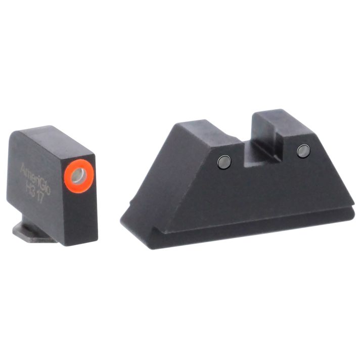 AmeriGlo GL452 Optic Compatible Sight Set for GlockXL Tall Green Tritium Orange Outline Front Sight-Green Tritium Black Outline Rear Sight