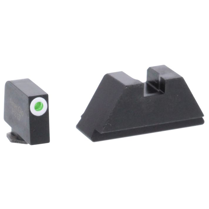 AmeriGlo GL411 Optic Compatible Sight Set for GlockXL Tall Green Tritium White Outline Front Sight-Green Tritium Black Rear Sight