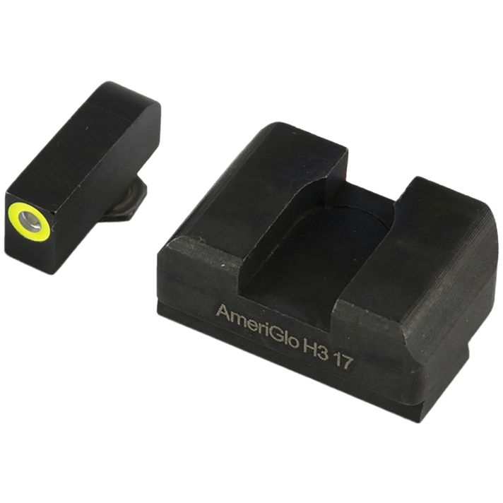 AmeriGlo GL611 Optic Compatible Sight Set for GlockXL Tall Green Tritium LumiGreen Outline Front Sight-Black Rear Sight