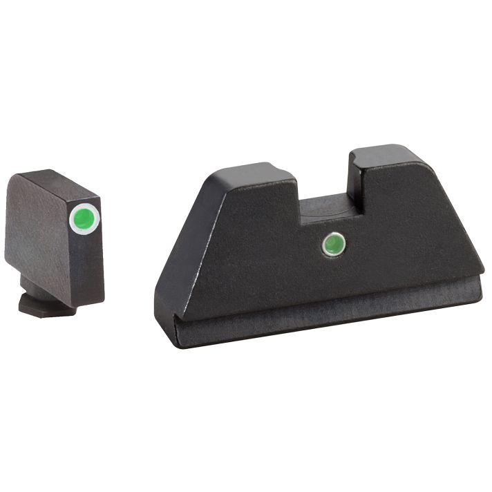 AmeriGlo GL191 Optic Compatible Sight Set for GlockXL Tall Green Tritium White Outline Front Sight-Green TritiumRear Sight